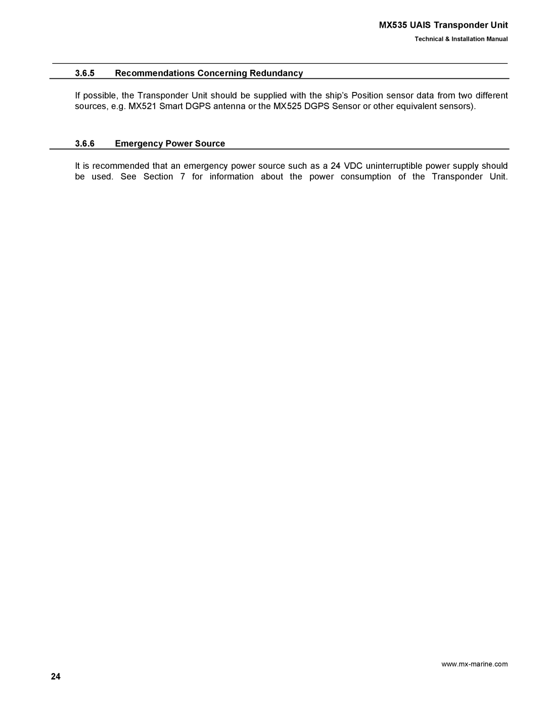 Leica MX535 manual Recommendations Concerning Redundancy, Emergency Power Source 