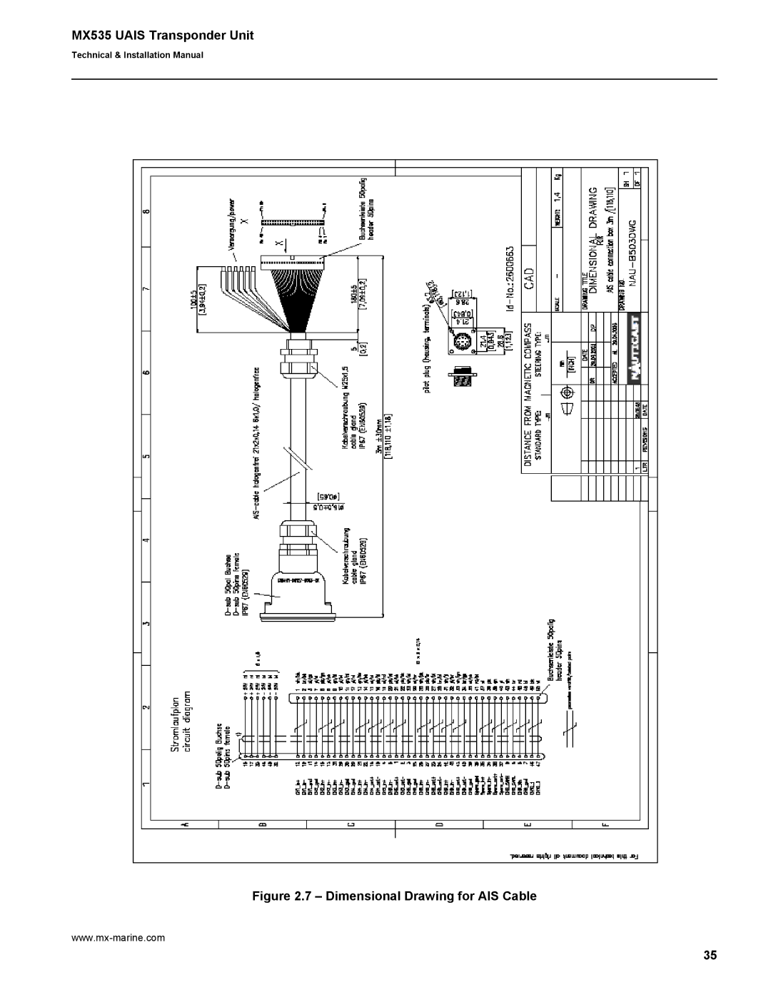 Leica MX535 manual Dimensional Drawing for AIS Cable 