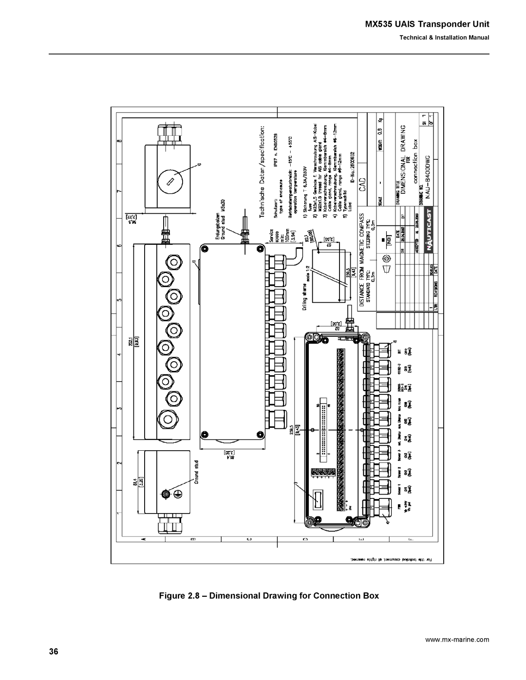 Leica MX535 manual Dimensional Drawing for Connection Box 