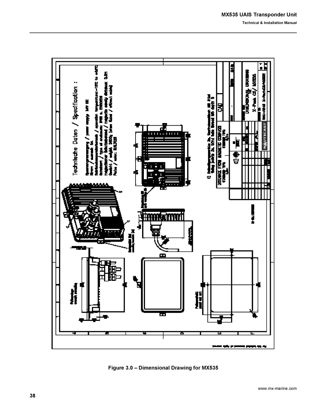 Leica manual Dimensional Drawing for MX535 