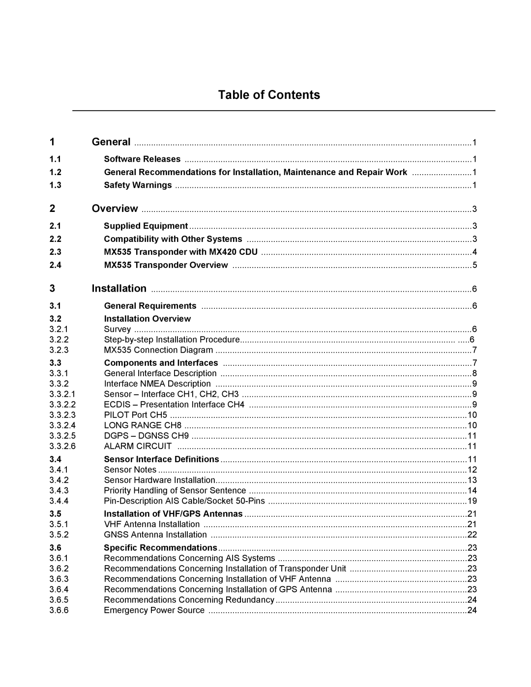 Leica MX535 manual Table of Contents 