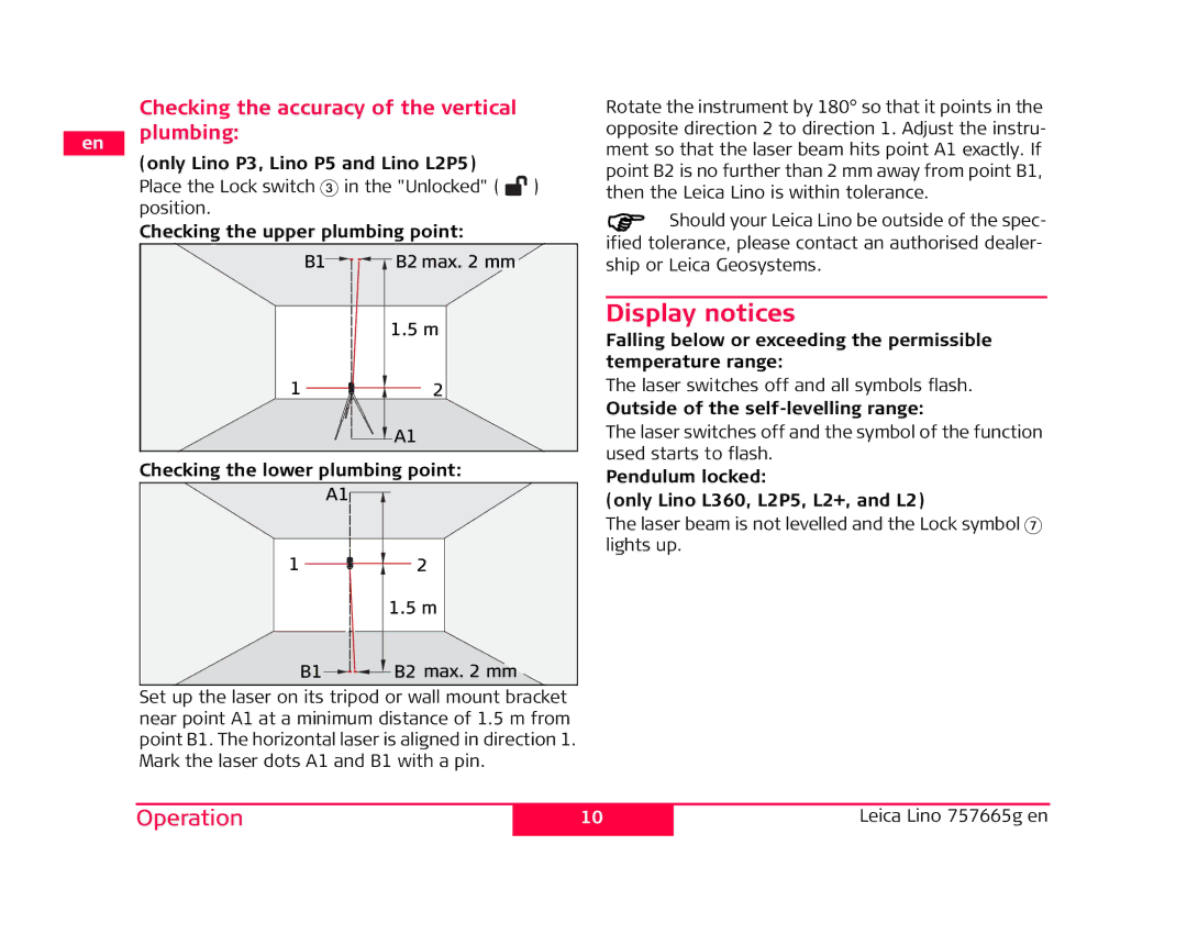 Leica L2P5, P3 manual Display notices 