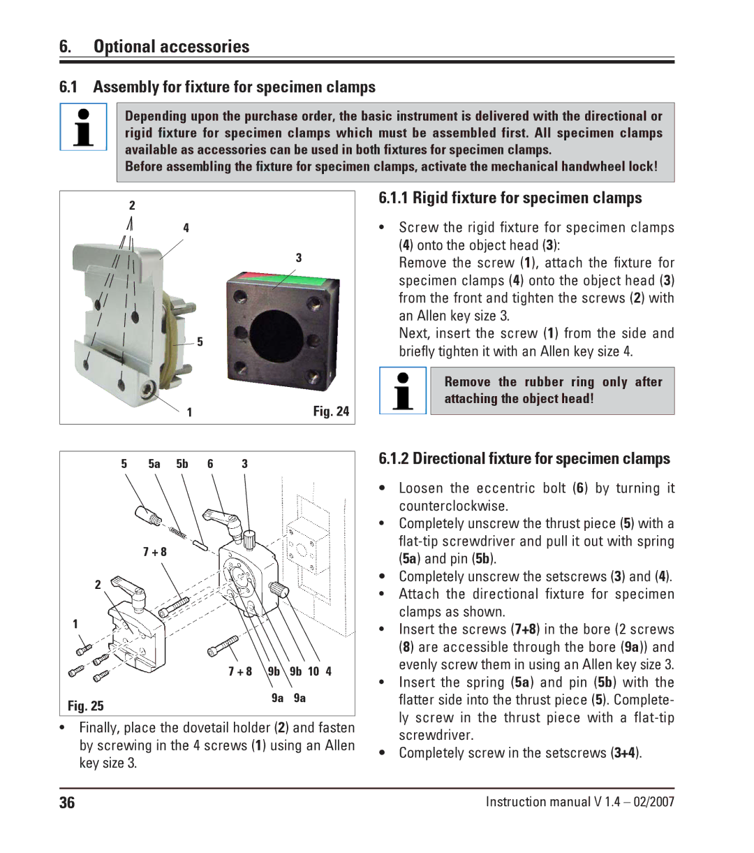 Leica RM2245 Optional accessories, Assembly for fixture for specimen clamps, Rigid fixture for specimen clamps 