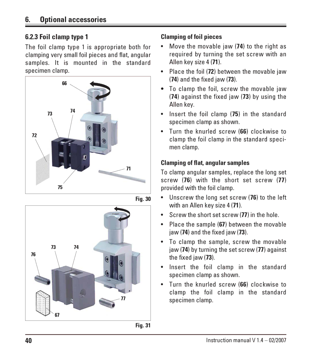 Leica RM2245 instruction manual Foil clamp type 