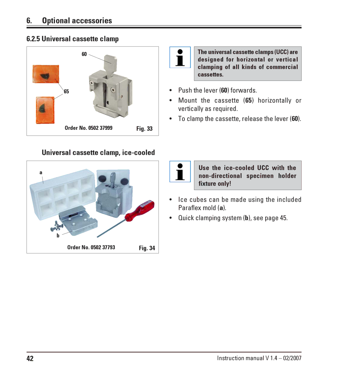 Leica RM2245 instruction manual Universal cassette clamp, ice-cooled 