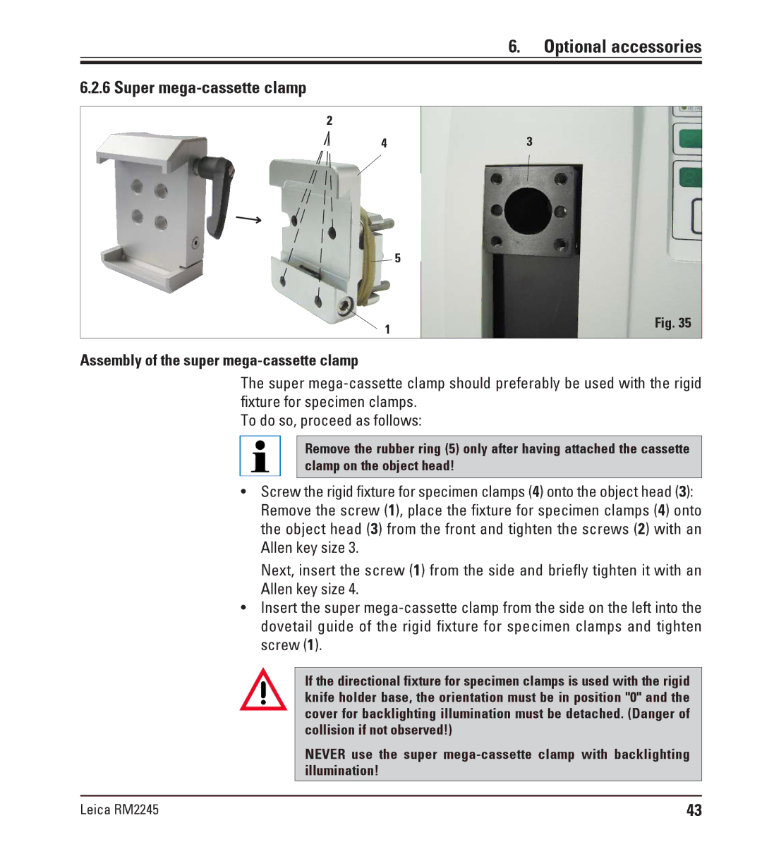 Leica RM2245 instruction manual Super mega-cassette clamp 