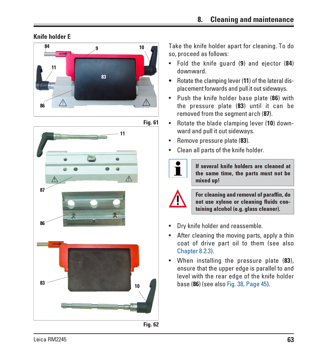 Leica RM2245 instruction manual Cleaning and maintenance 