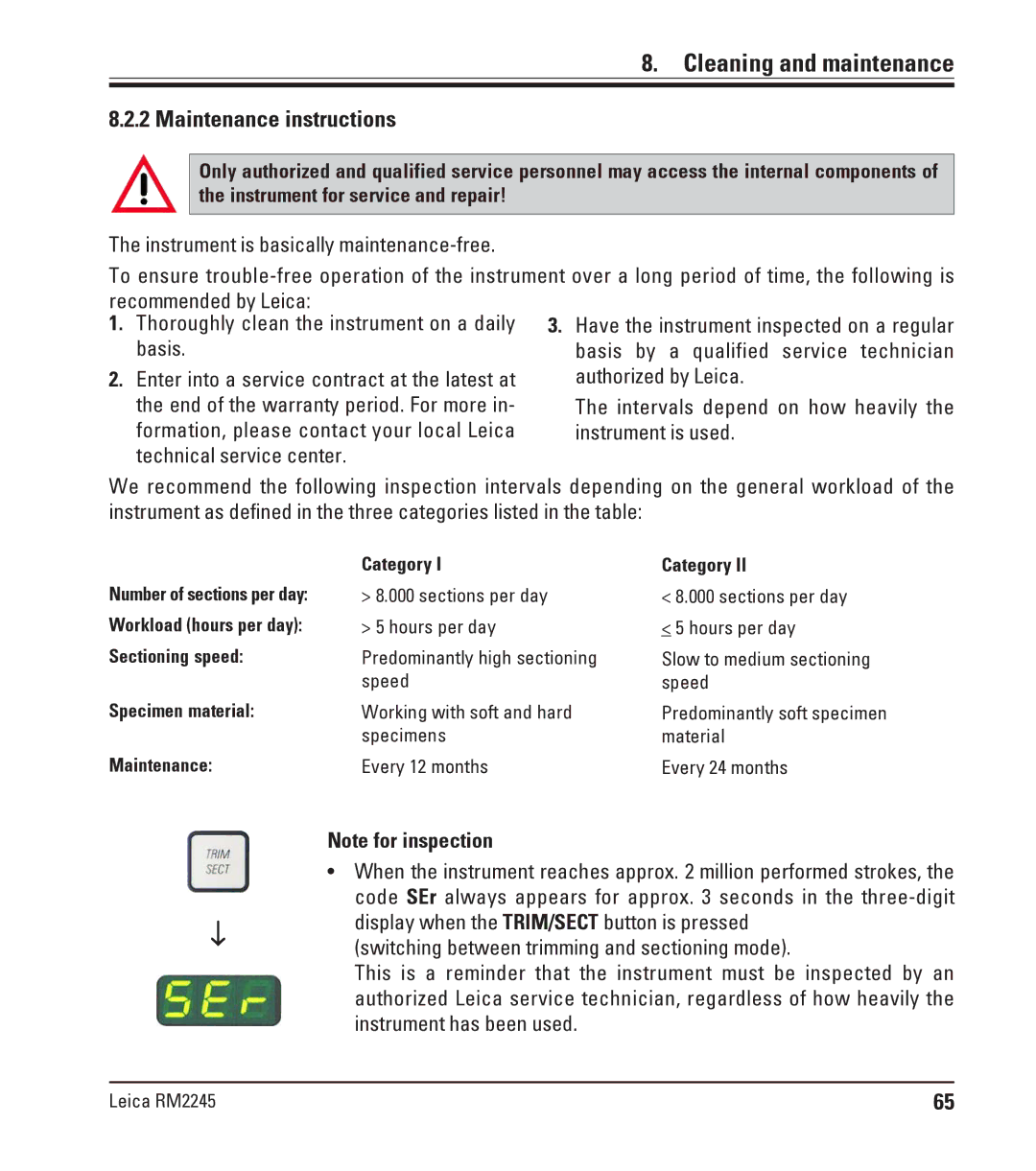 Leica RM2245 instruction manual Maintenance instructions 