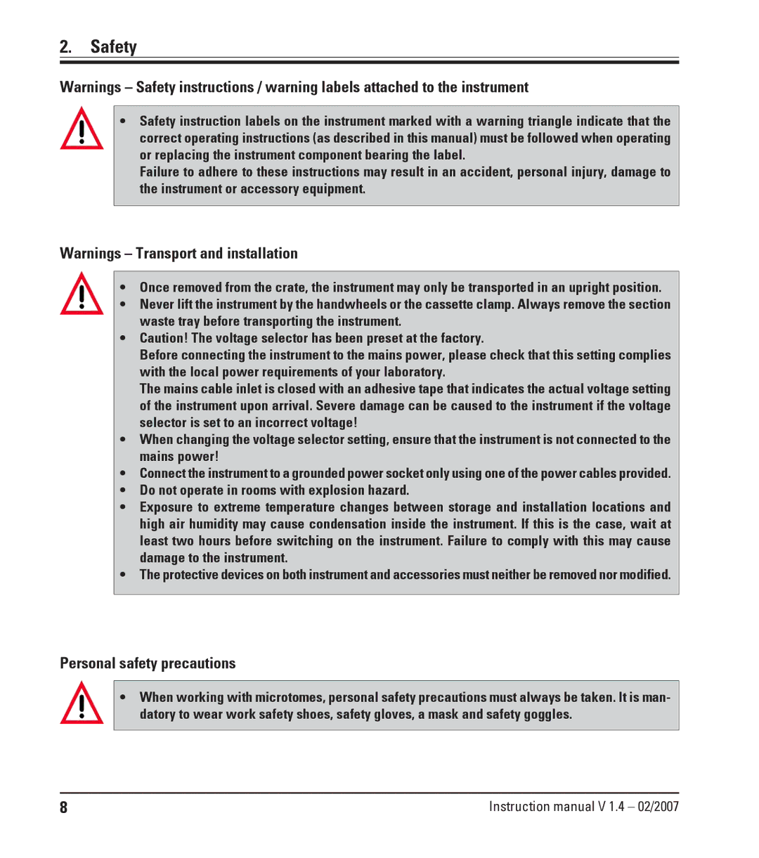 Leica RM2245 instruction manual Personal safety precautions 