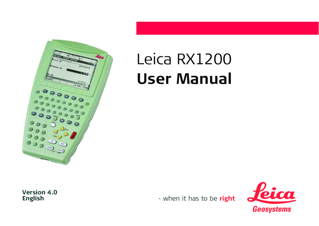 Leica user manual Leica RX1200 