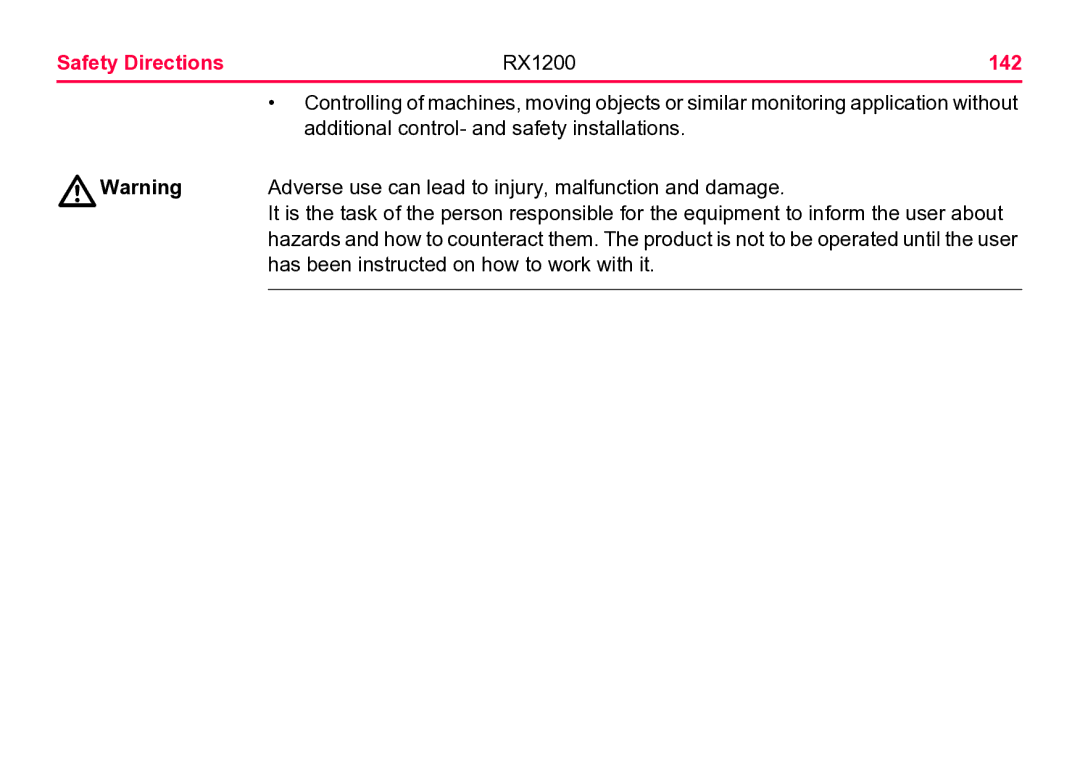 Leica user manual Safety Directions RX1200 142 