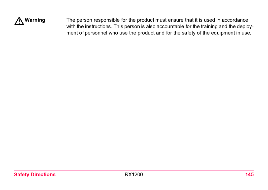 Leica user manual Safety Directions RX1200 145 