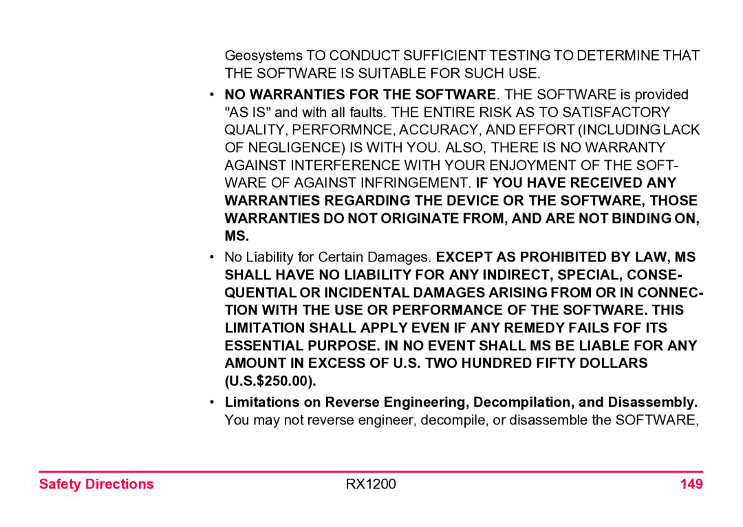 Leica user manual Safety Directions RX1200 149 