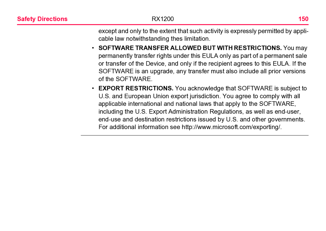 Leica user manual Safety Directions RX1200 150 