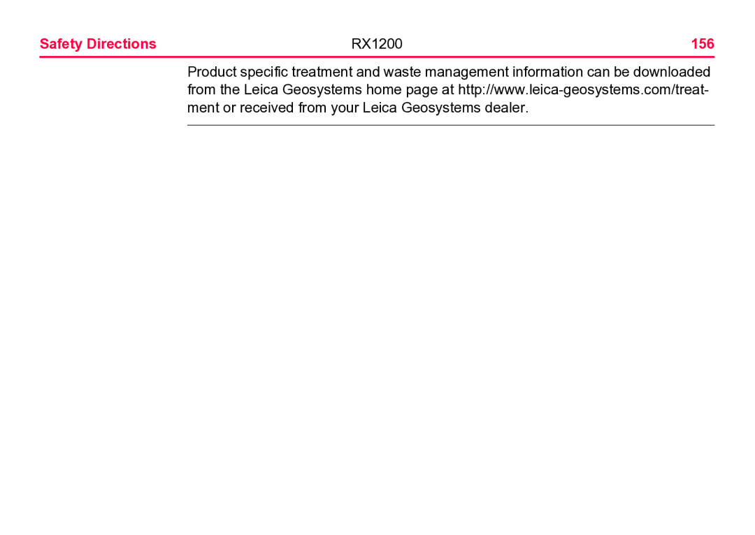 Leica user manual Safety Directions RX1200 156 