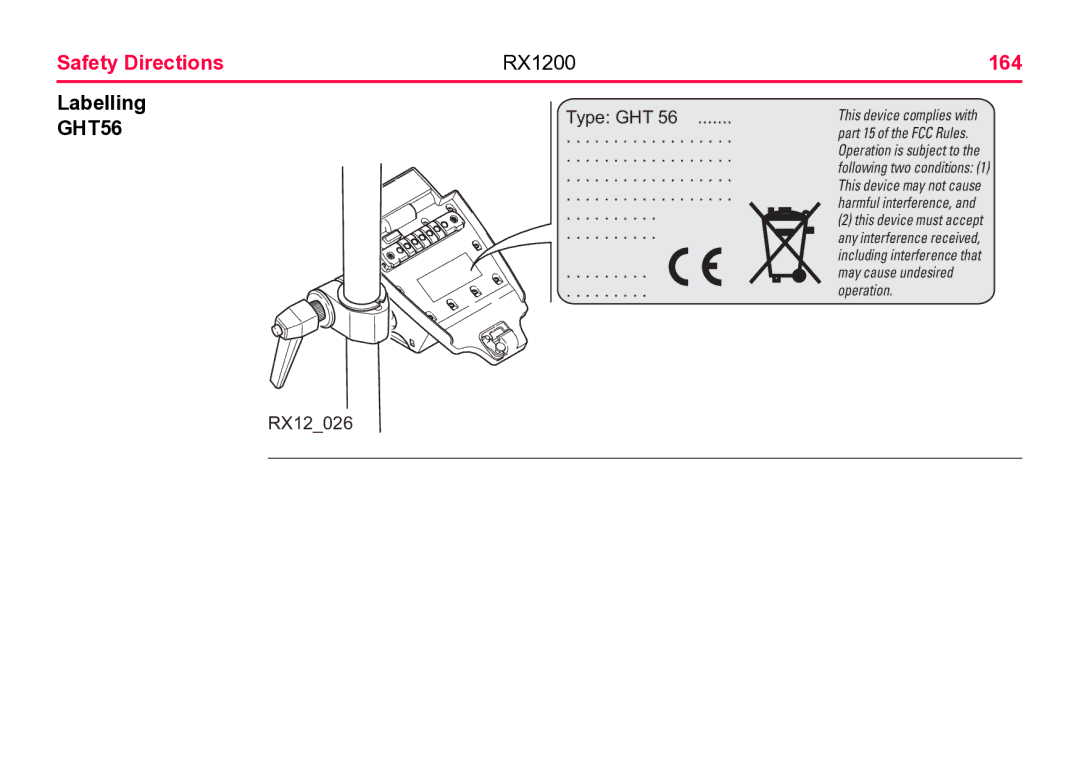 Leica user manual Safety Directions RX1200 164, Labelling 