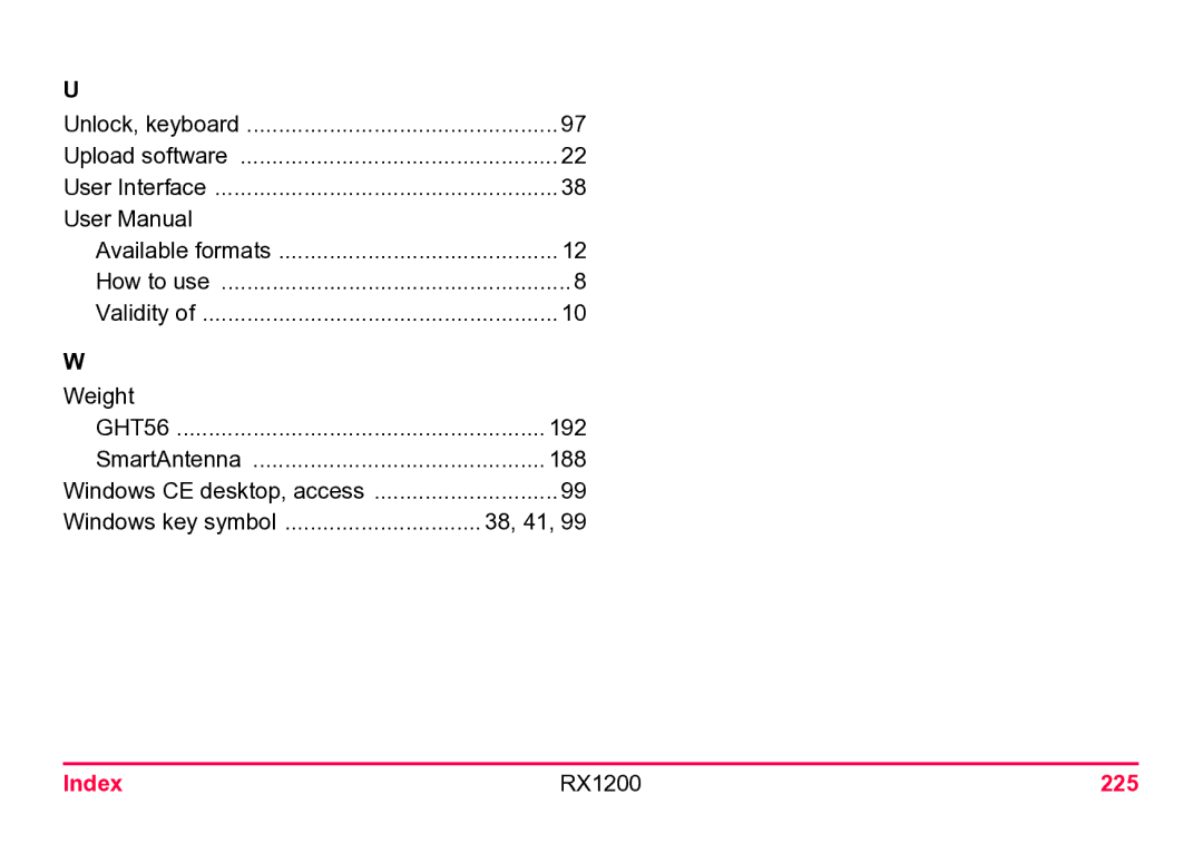 Leica user manual Index RX1200 225 