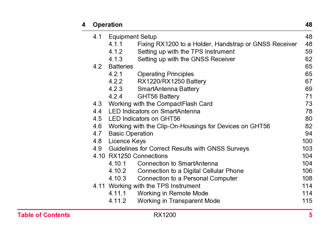 Leica RX1200 user manual Operation 