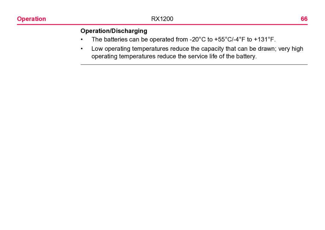 Leica RX1200 user manual Operation/Discharging 