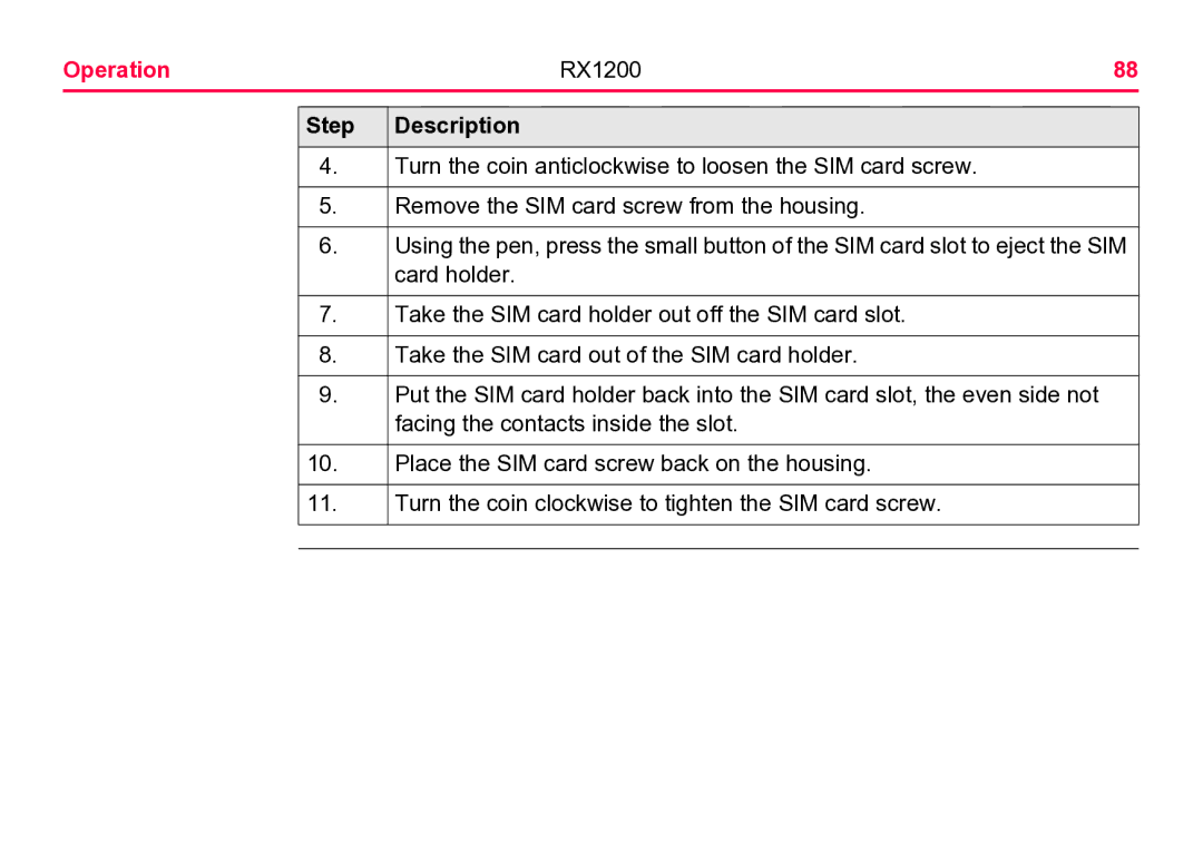 Leica user manual Operation RX1200 