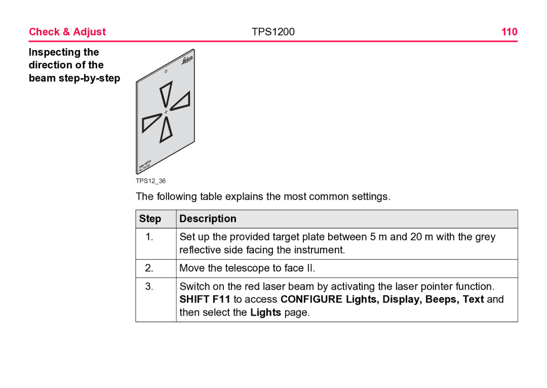 Leica user manual Check & Adjust TPS1200 110 