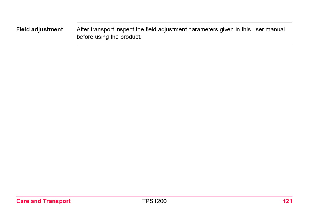 Leica user manual Care and Transport TPS1200 121 