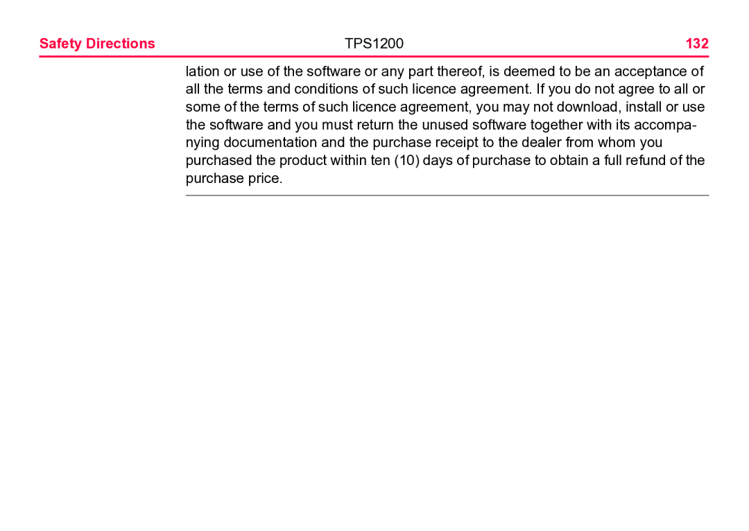 Leica user manual Safety Directions TPS1200 132 