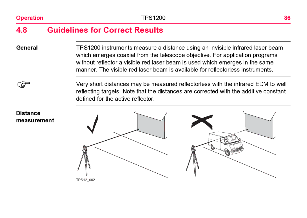 Leica TPS1200 user manual Guidelines for Correct Results, General 