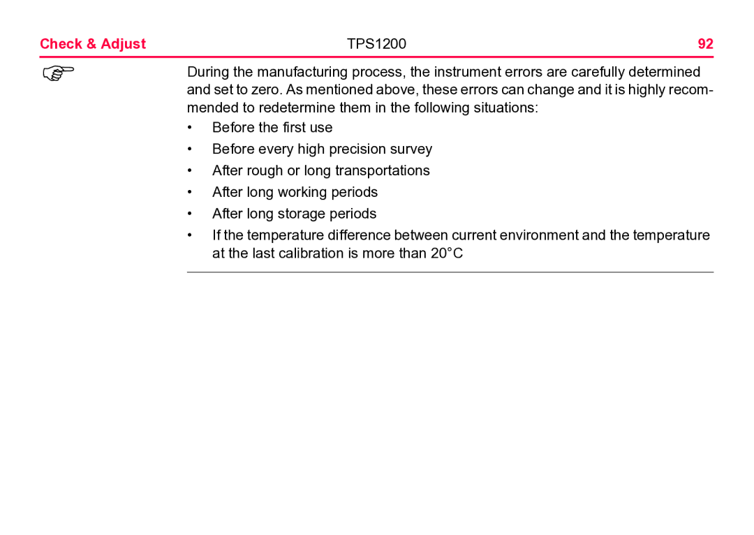 Leica user manual Check & Adjust TPS1200 