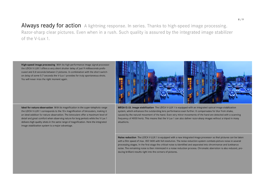 Leica V-LUX 1 manual Ducing brilliant results right into the corners of pictures 