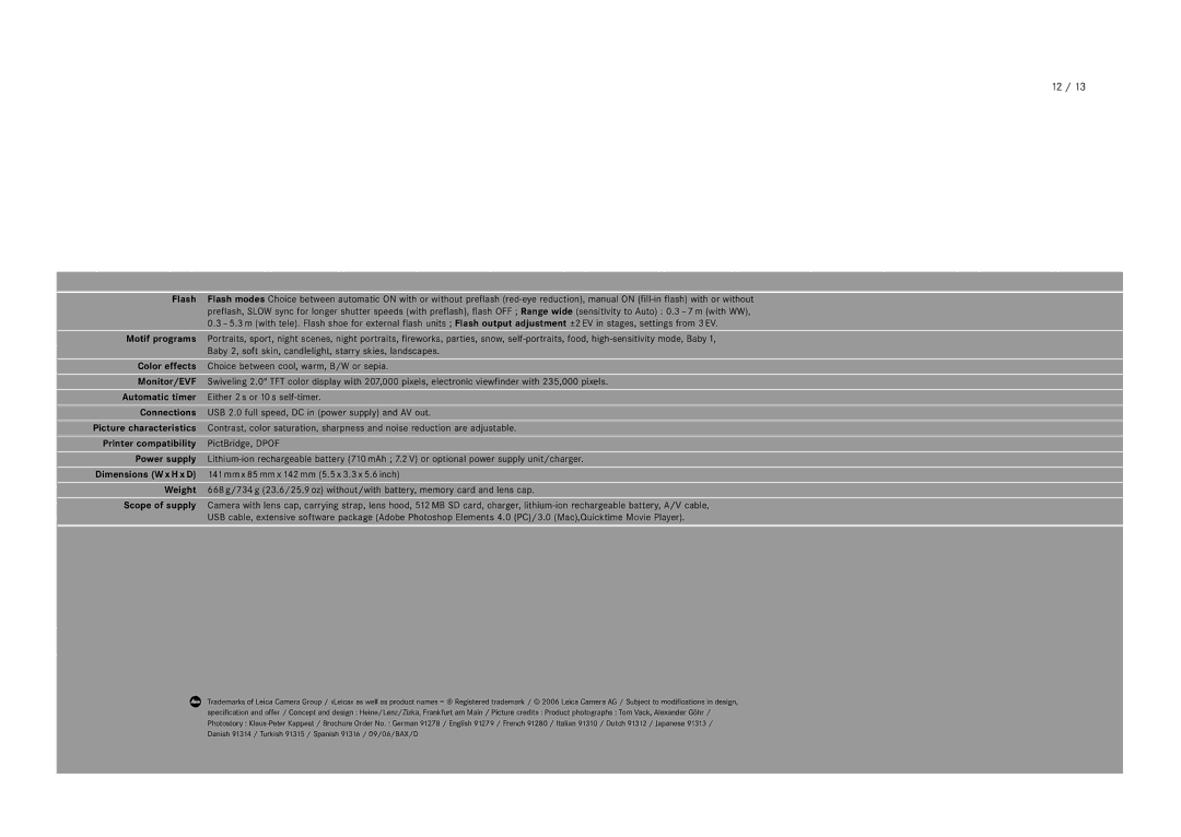 Leica V-LUX 1 manual Printer compatibility PictBridge, Dpof 