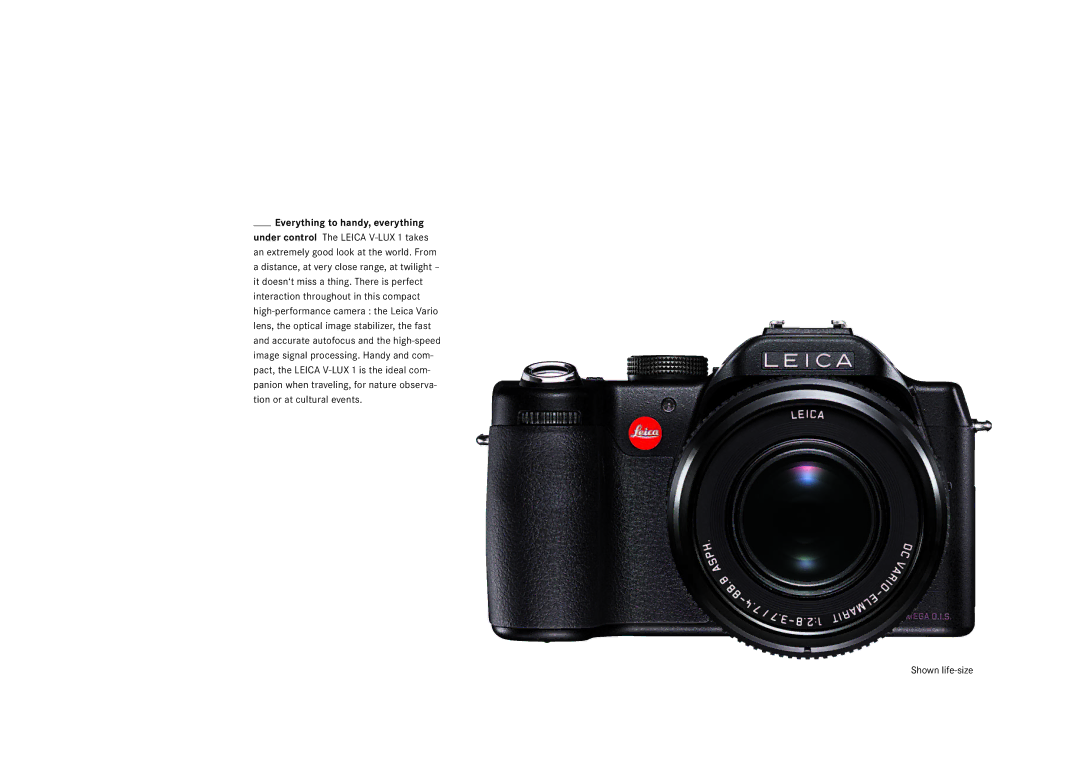 Leica V-LUX 1 manual Everything to handy, everything 