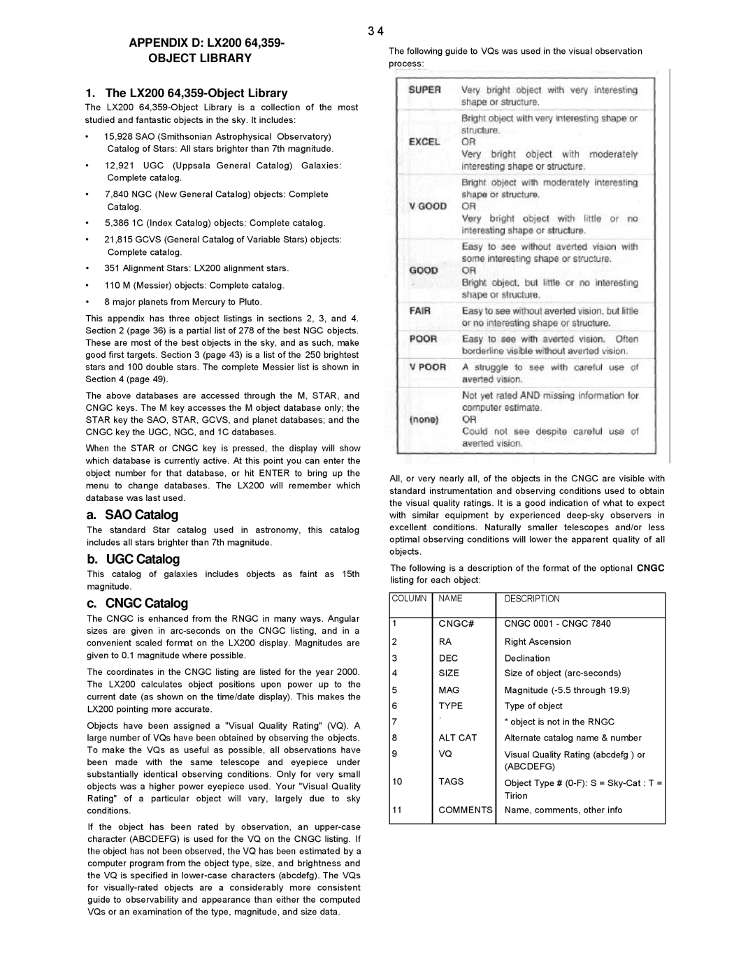 Leisure Time LX20 instruction manual SAO Catalog, UGC Catalog, Cngc Catalog, Object Library 