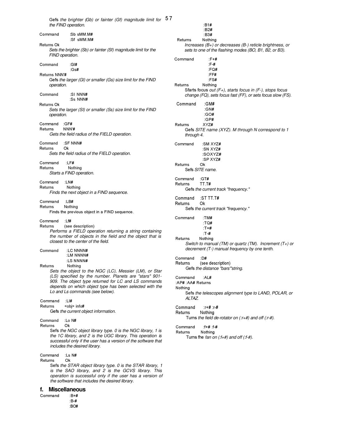 Leisure Time LX20 instruction manual Miscellaneous, Finds the next object in a Find sequence 