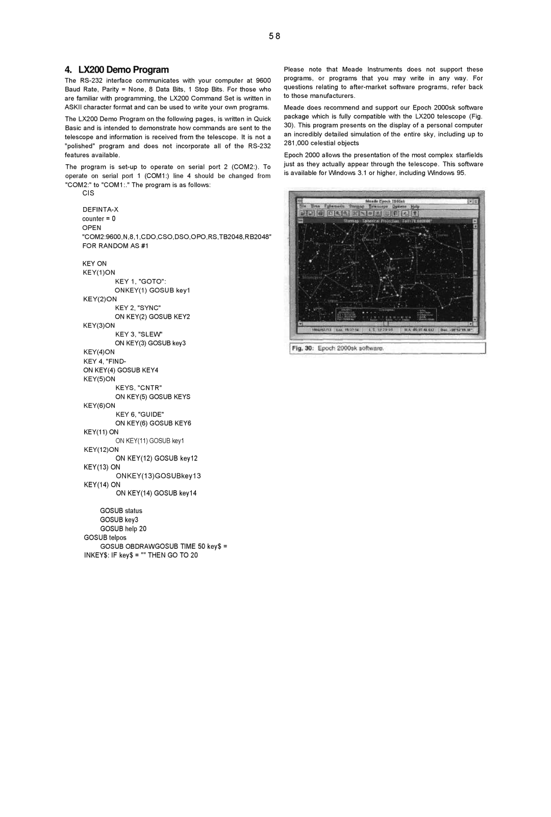 Leisure Time instruction manual LX200 Demo Program, Counter = 