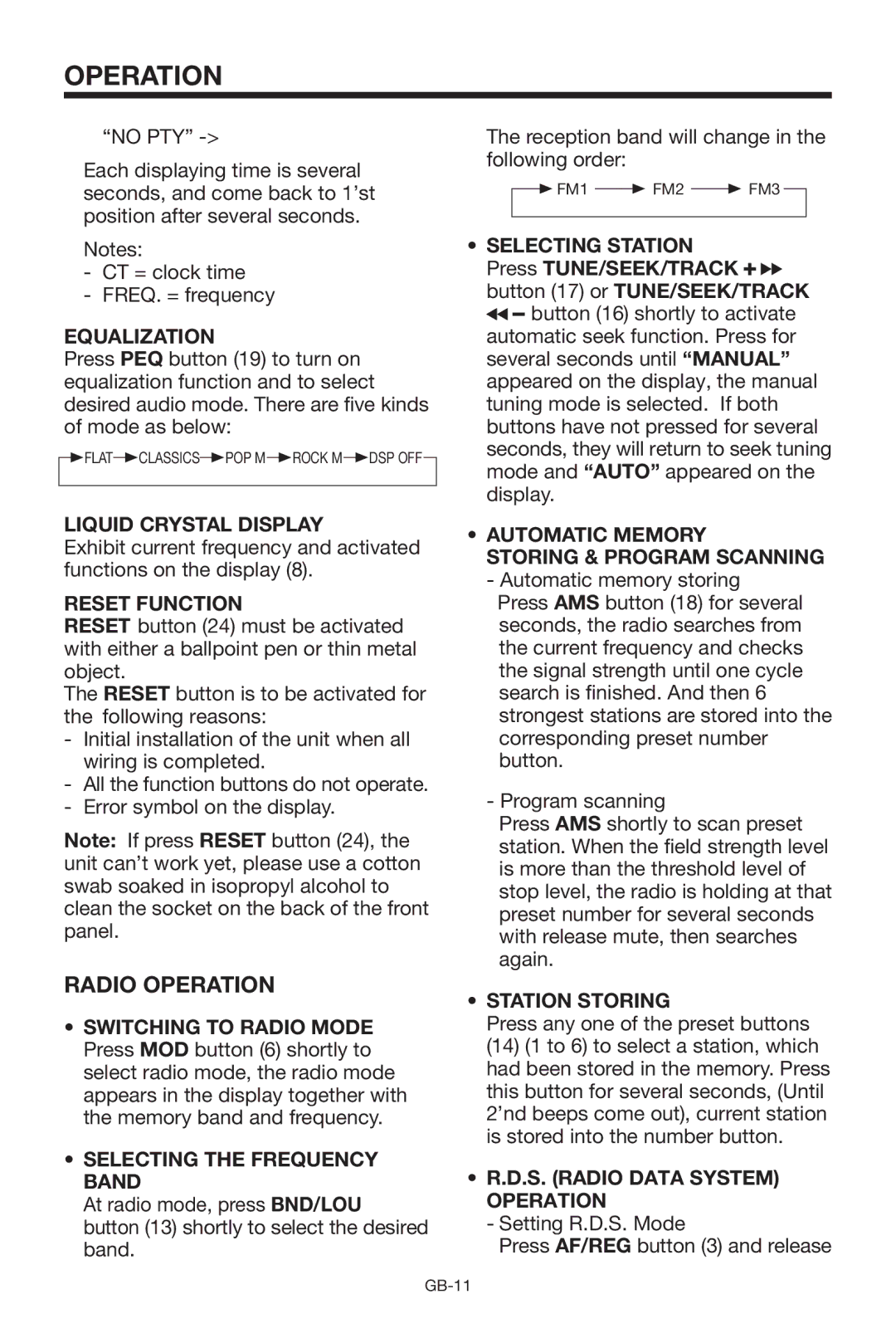 Lenco Marine CS-1004 owner manual Radio Operation 