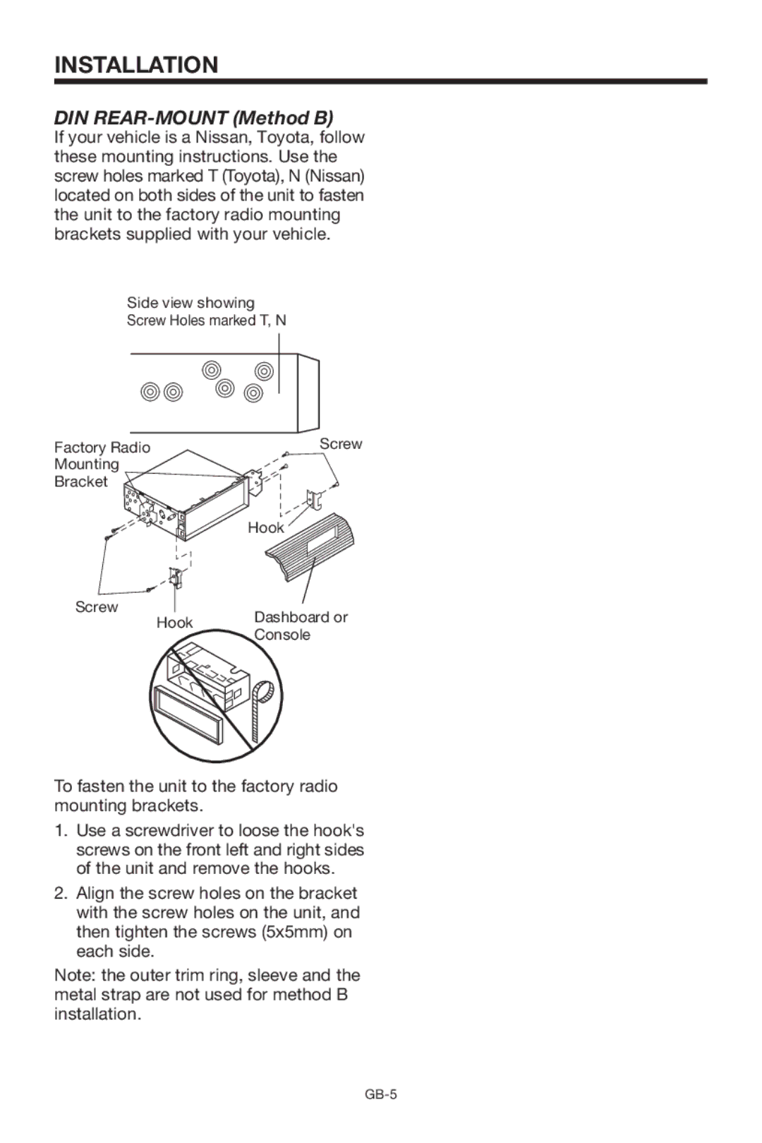 Lenco Marine CS-1004 owner manual DIN REAR-MOUNT Method B 