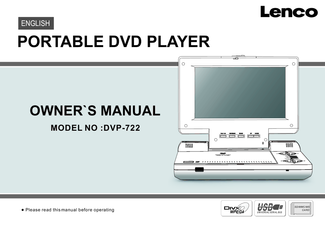 Lenco Marine DVP-722 owner manual Portable DVD Player 