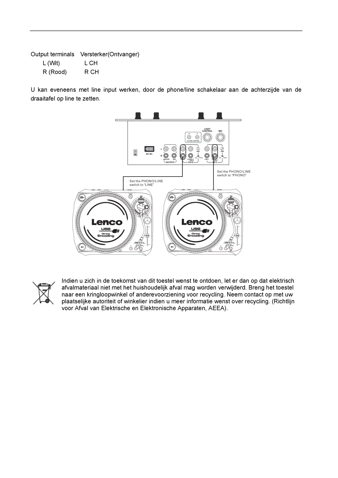 Lenco Marine L-80 USB user manual Set the PHONO/LINE 