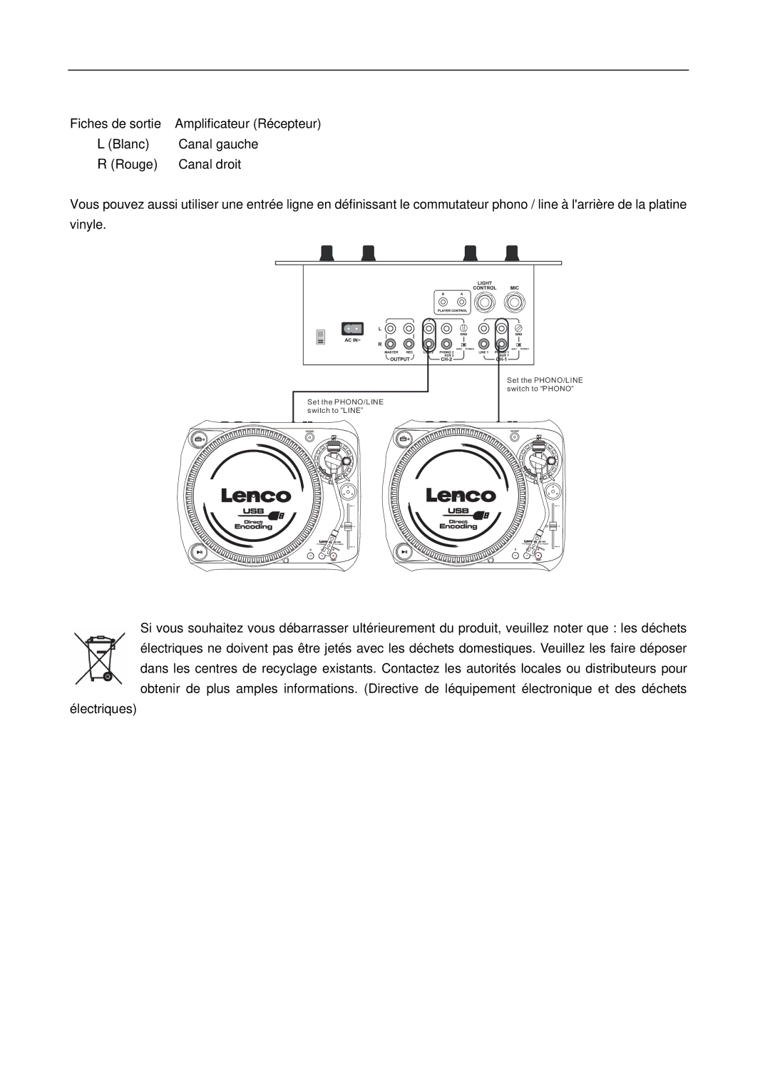 Lenco Marine L-80 USB user manual Set the PHONO/LINE 