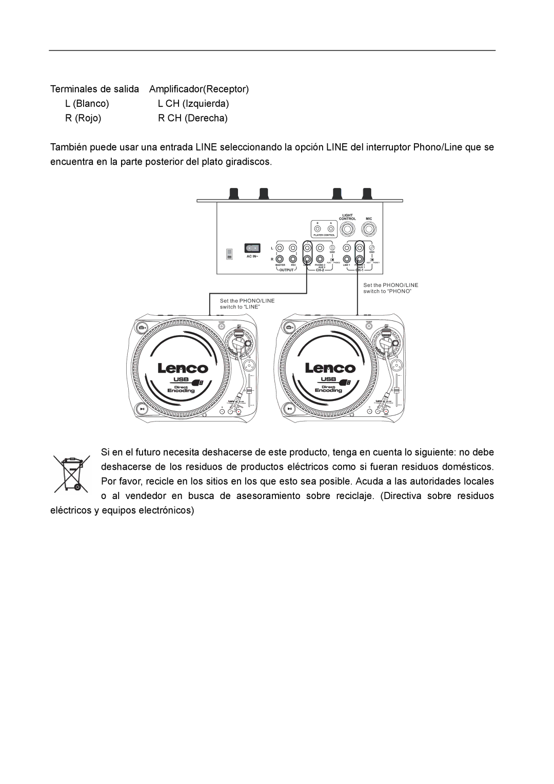 Lenco Marine L-80 USB user manual Terminales de salida 