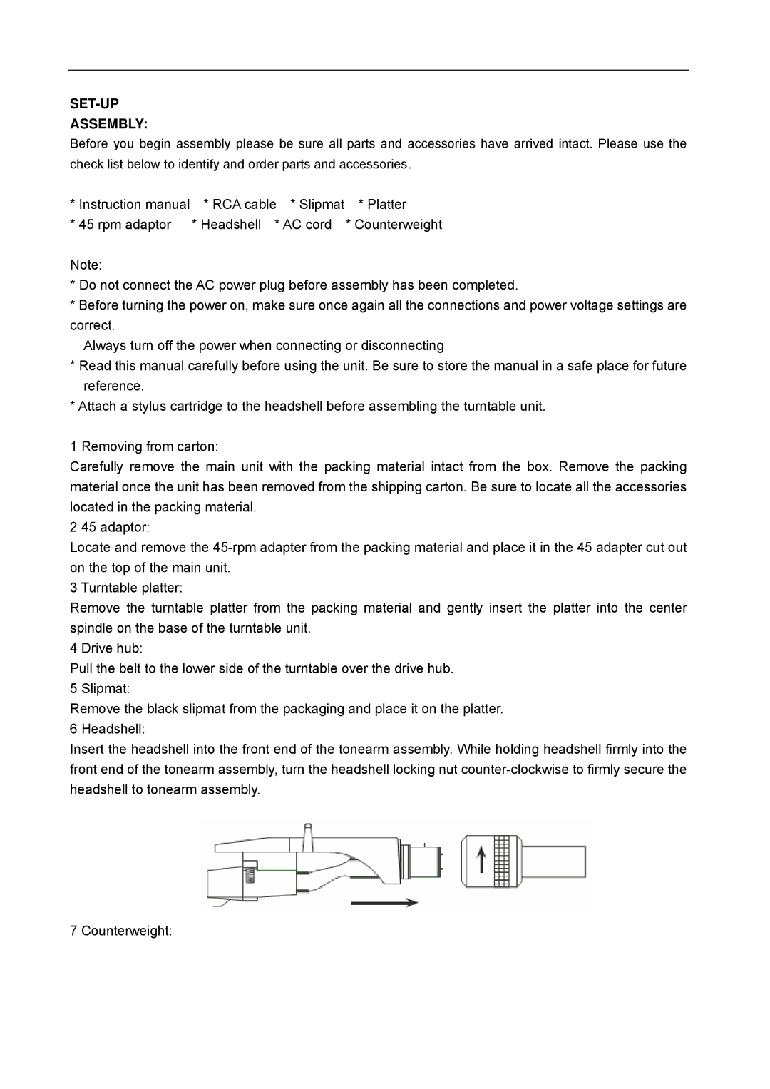 Lenco Marine L-80 USB user manual SET-UP Assembly 