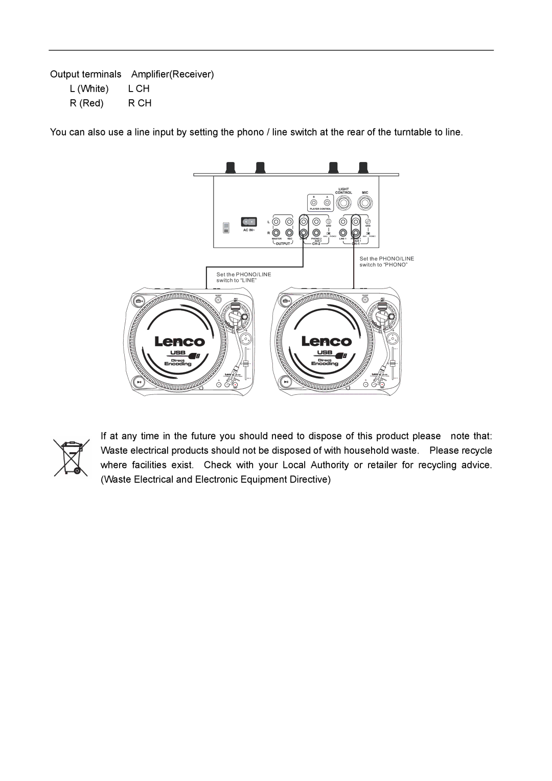 Lenco Marine L-80 USB user manual Output terminals 