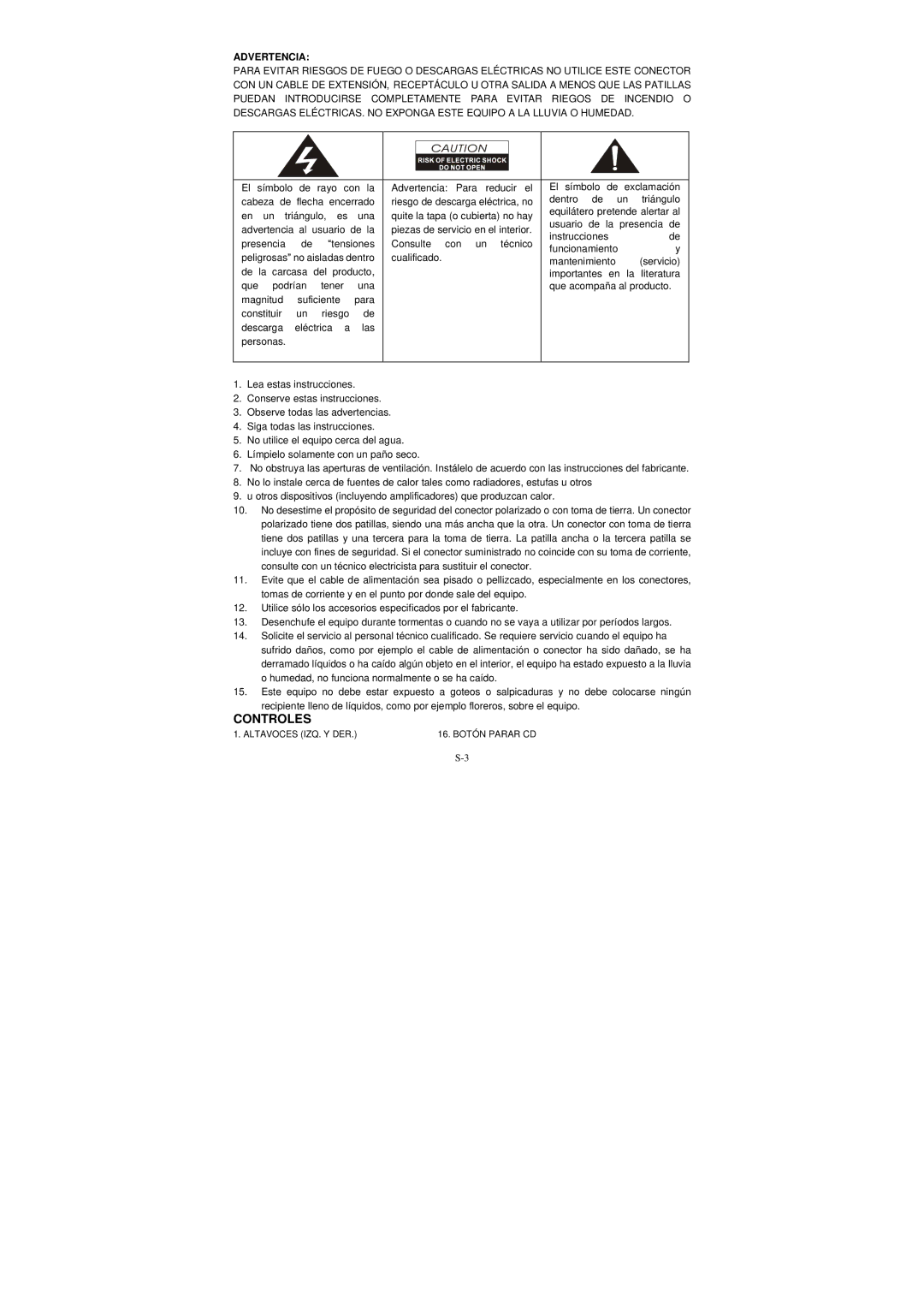 Lenco Marine MC-117 manual Controles, Advertencia 