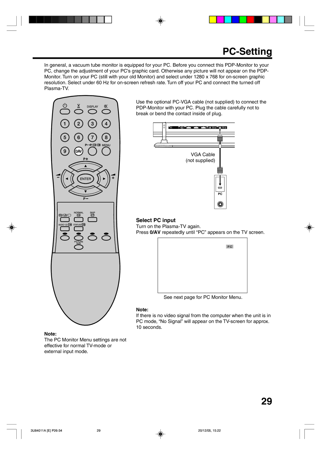 Lenco Marine PL 4201 operating instructions PC-Setting, Select PC input 