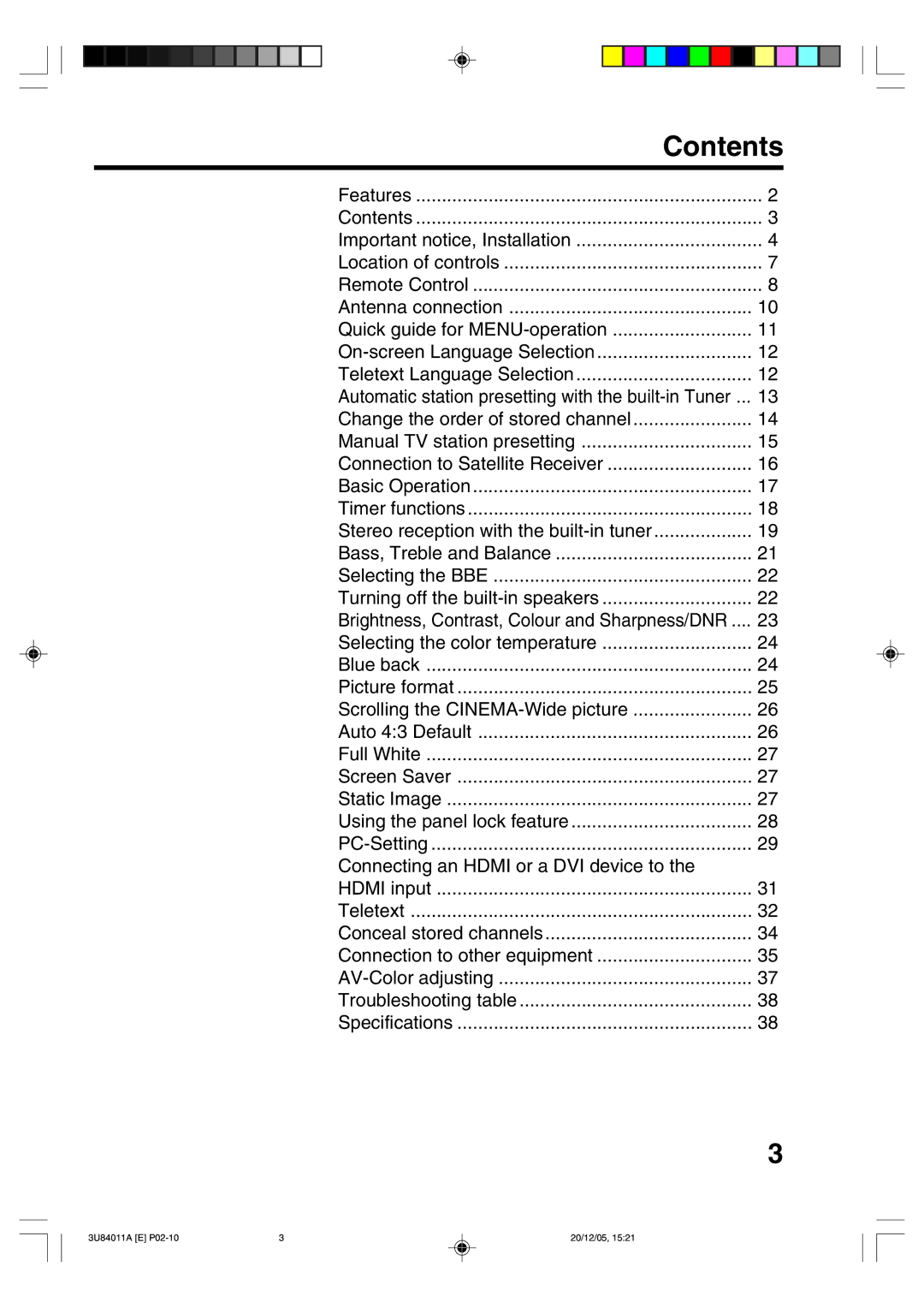 Lenco Marine PL 4201 operating instructions Contents 