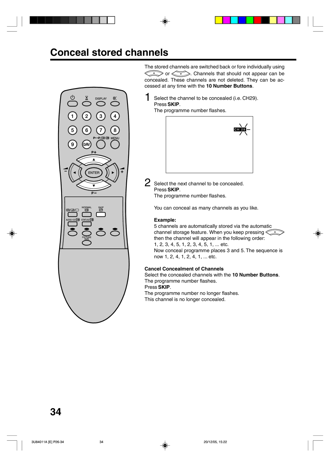 Lenco Marine PL 4201 operating instructions Conceal stored channels, Cancel Concealment of Channels 