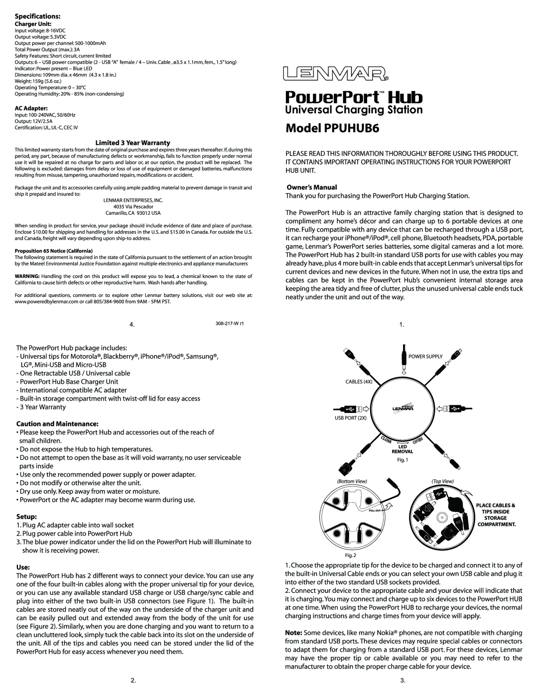 Lenmar Enterprises PPUHUB6 manual 