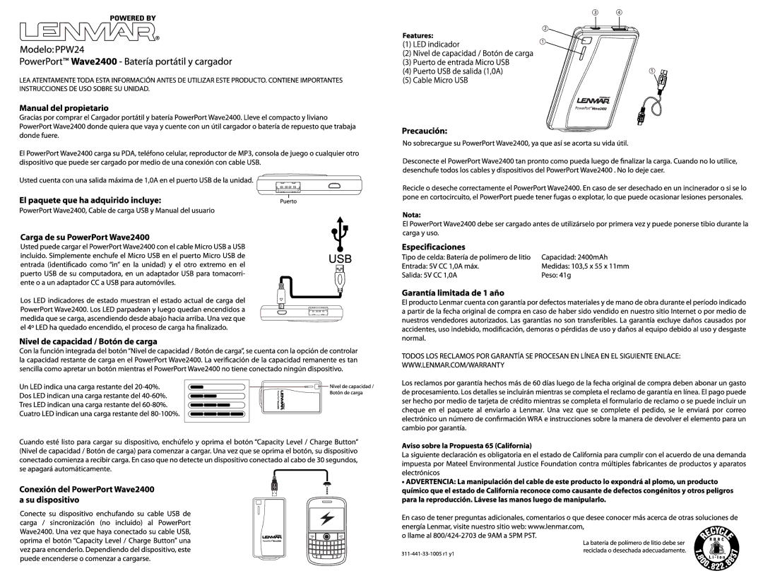 Lenmar Enterprises PPW24 owner manual 