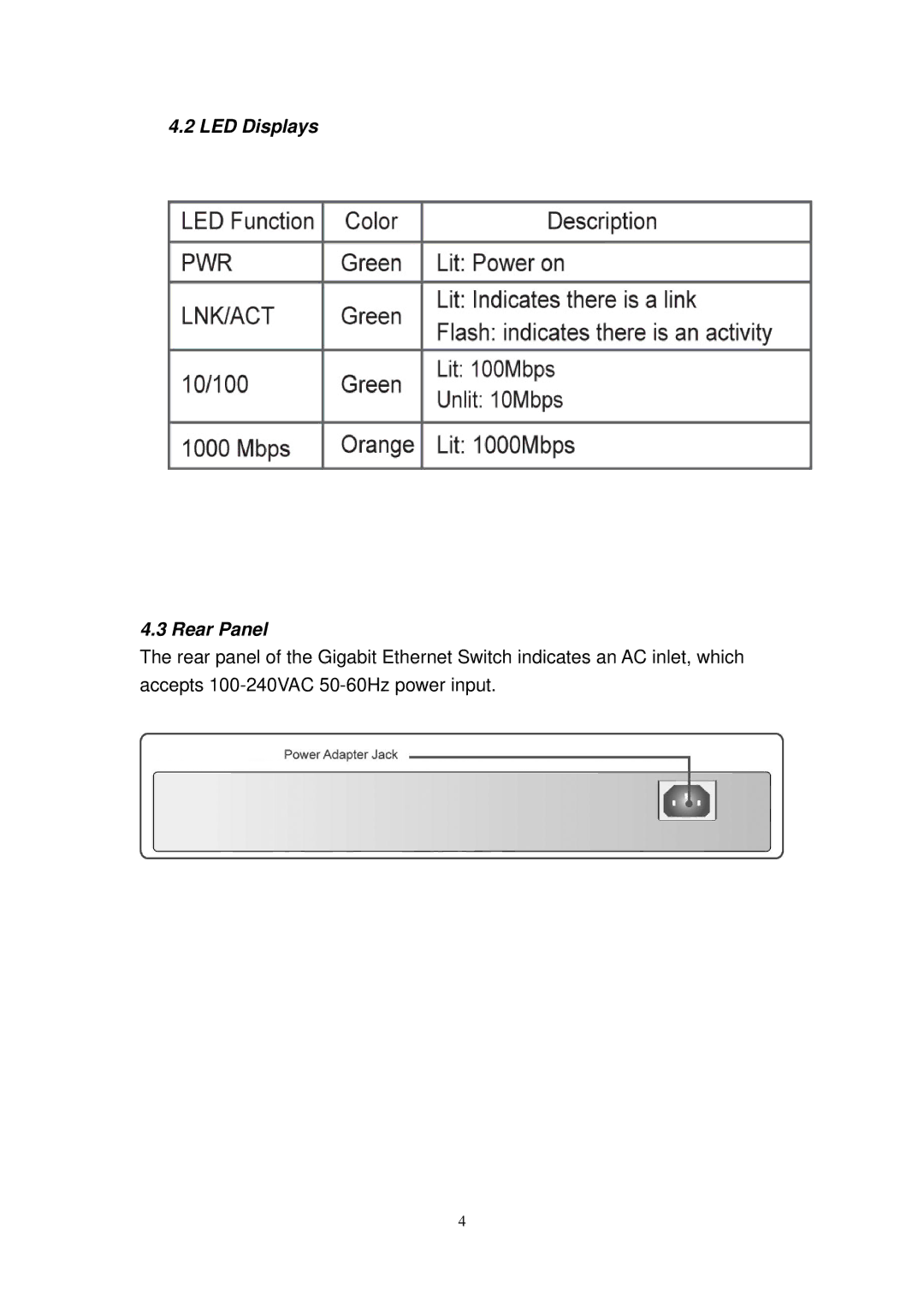 Lennox Hearth 1000BASE-T manual LED Displays Rear Panel 